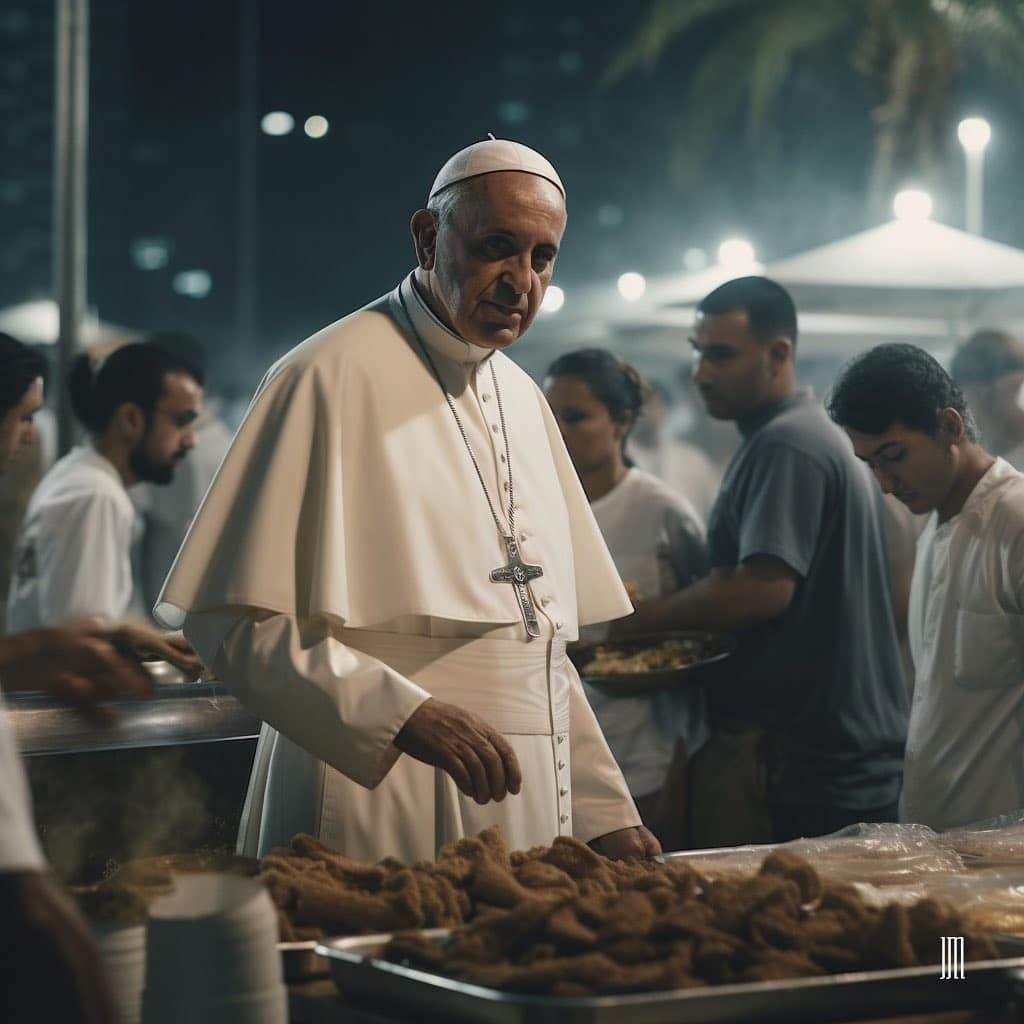 pope francis as street food vendor